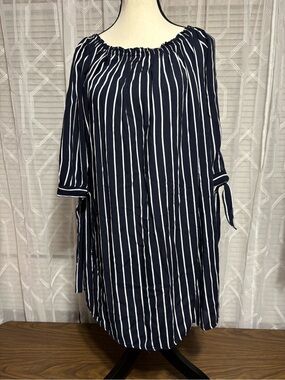 Seven Islands L Off-Shoulder Tunic/Dress 31L 22 p2p 3/4L sleeve w/tie